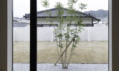 シンボルツリー｜”キタムキ　ノ　イエ”　北側の自然豊かな眺望を借景としながら、環境シミュレーションで住環境を最適化した住宅