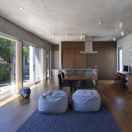 コンクリート打放し「H型プランの平屋」– 全ての部屋に光と風を – (キッチン)