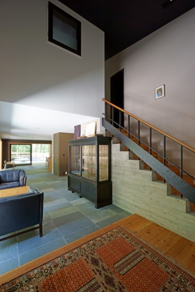 階段室 (ナガナガレの家 / 外回廊がめぐる軽井沢の混構造住宅)