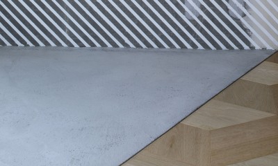 マスキング塗装と床のディテール｜アイランドキッチンの家