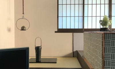 世田谷のコッテイジ、趣味のガーデニングの小さな住まいから多世代住宅へのリノベーション (上段の間-脇床)
