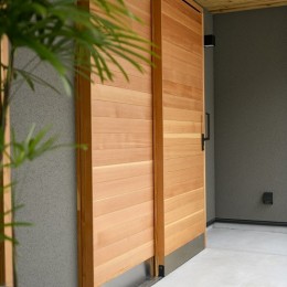 外観玄関ドア (光と観葉植物の家)