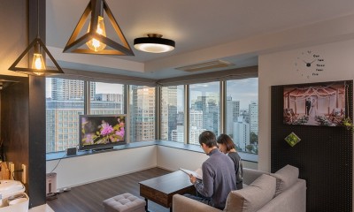窓からの景色を楽しむＬＤＫ｜猫ちゃんと暮らす家へマンションリノベーション