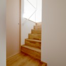 ひかりの木の家〜１階から５階まで？ひとつながりの木造２階建ての家〜の写真 ２階スキップフロアの階段