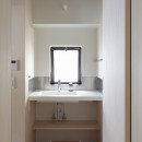 登美ヶ丘のマンションリフォーム／ありのままの質感を活かした風通しの良い家の写真 窓のある洗面台