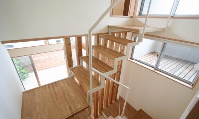 階段室｜２Cubes『スキップフロアの呼吸する家』