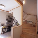 アンティーク雑貨のある家– ガルバリウム鋼板とシンプルプランで実現したローコスト住宅 –の写真 階段