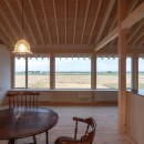 新篠津西の家　田園風景を楽しむ小さな平屋｜新築の写真 食堂から見た風景。