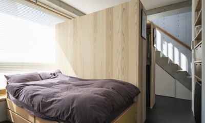 寝室｜空間を仕切る壁は作らない。デザイナーズ物件のワンルームリノベーション。