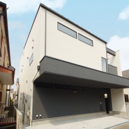 箱型のシンプルな外観デザイン (「余白」のあるシンプルモダンの家／神奈川県)