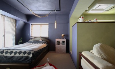 リビング兼ベッドルームの広いワンルーム｜鳥ファーストな住まいに。５羽＋１人で暮らすためのマンションリノベーション