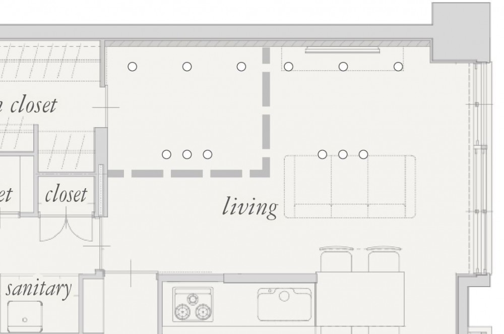 永く住むために自分達に合ったシンプルな暮らしを叶えたマンションリノベーション (照明計画)