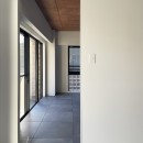 タイル床のミニマルな空間の写真 ドア