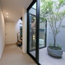 青空と緑を楽しむナチュラルモダンの家／東京都世田谷区の写真 階段ホールを囲む２つの中庭