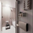 ゆとりを楽しむ家の写真 浴室前の壁はマグネットボードで貼る収納に