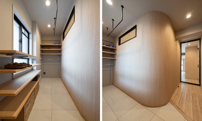 曲線美を活かしデザイン性ある空間 (玄関)