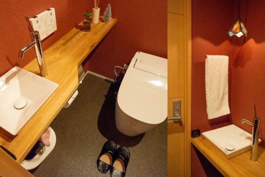 バス/トイレ事例：手洗い器に合わせたオリジナルカウンター（プロのノウハウを詰め込んだ弊社代表の住まいリノベーション）
