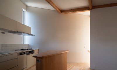 下田町の家_変形敷地を活かした多角形の住まい (キッチン)