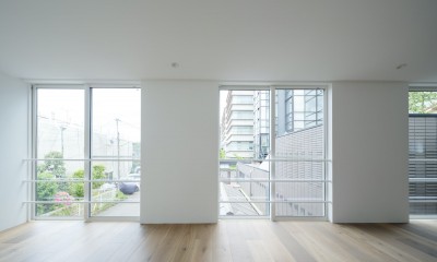 駒沢の家〜真っ白で明るいシンプルな家〜 (LDKの窓)