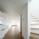 駒沢の家〜真っ白で明るいシンプルな家〜の写真 LDKと階段