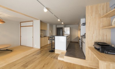 L -キッチンが主役の部分リノベーション- (L型の一体空間 LDK+和室)