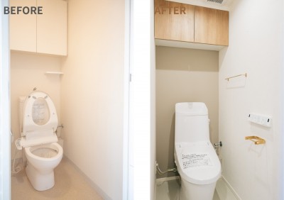 トイレ（ビフォーアフター） (ファミリー向け！「対面キッチン」×「アクセントタイル」でちょうどいい暮らし｜3LDK・70平米)