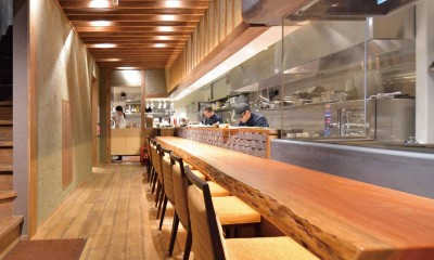 飲食店舗　全面リノベーション　(大阪市西区) (オープンキッチンなので調理器具の配置やカウンター席からの見え方も重要です。)