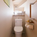 間取りを変えたら暮らしやすい家が実現　～2人で立つキッチンと洗面室～の写真 階段下というよりもおしゃれ天井のトイレ
