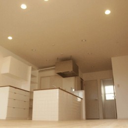 【大阪府】狭小物件を広く見せる光が特徴的な戸建て住宅 (キッチン)