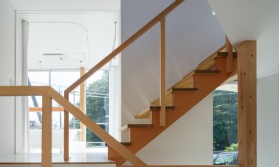 ののえのいえ　―　緑の景色と重なる家 (レベルごとに表情を変える階段)