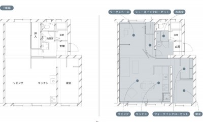 人とのつながりの温かさに惹かれたミッドセンチュリーな団地リノベーション　part1 (間取り)