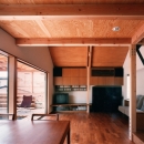 【杉並の家】　木の軸組、縁側空間。日本の住文化を立体展開の写真 リビングダイニング
