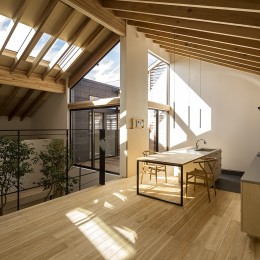 castor/単純な大屋根形状に普遍的な間取りを、立体的断面形状で