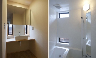洗面コーナー・浴室｜石引の家｜築30年の住宅をガルバリウムで軽量化