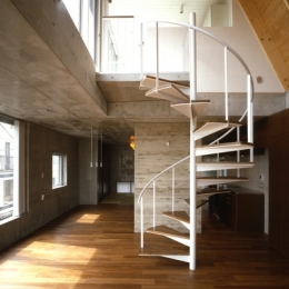 代々木西原の家 (2階から3階への螺旋階段（撮影：淺川敏）)