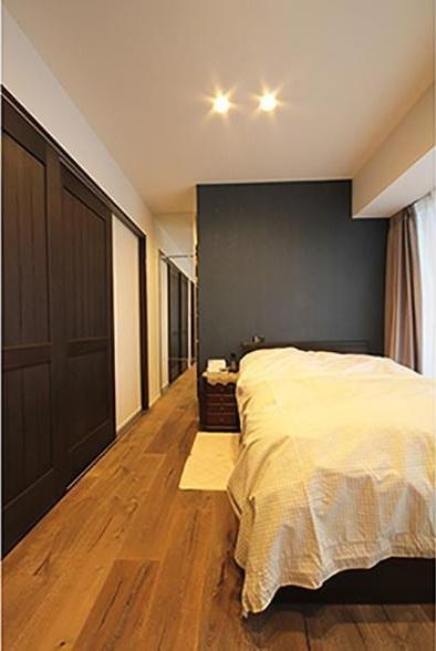 ベッドルーム事例：寝室（渋谷区　　ヴィンテージ感溢れるデザインと快適性の両立）