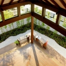 大屋根の家の写真 リビングと庭-open1