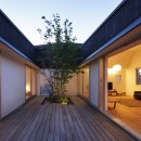シンプルな平屋の「草津のコートハウス」の写真 中心となる中庭