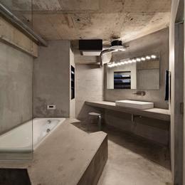 ドレスルームのあるコンクリートアパートメント (洗面室・浴室)
