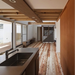 『須坂の家』大きな吹抜けと大きなテラスの住まい-動線にこだわったキッチンスペース