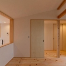 『丹羽の家』ヒノキ造りの柔らかな表情の家の写真 ヒノキフローリングの2階洋室
