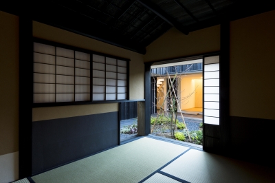 茶室から中庭を見る（撮影：© 村井 勇） (o house)