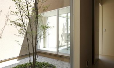 名古屋市Ｙ邸・高級感と重層感を併せもつコートハウス住宅 (ガラス張りのコート)