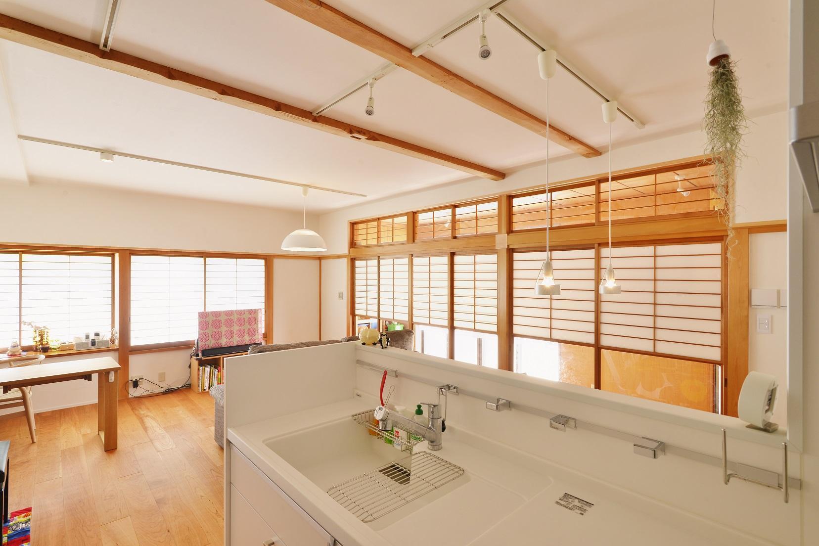 キッチン事例：キッチンからの眺め（横浜市M様邸 ～和風住宅×北欧ほっこりcolor～）
