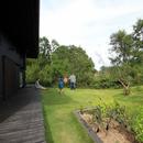『HDFの家』〜雑木林と語らう家〜の写真 長いテラスと広い芝生の庭
